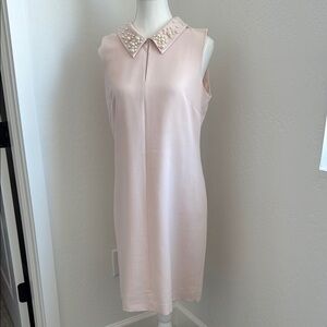 Karl Lagerfeld Elegant Sleeveless Pink Dress with Pearl Collar
